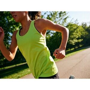 Nike Dri-FIT Womens Racerback Tank Top Neon Lime Green Medium Workout Running